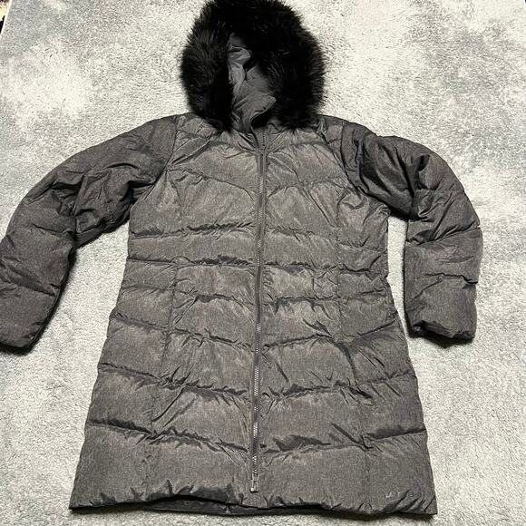 Lands End Down Puffer Coat Womens Small 6-8 Gray Insulated Long Parka Jacket - Picture 1 of 9